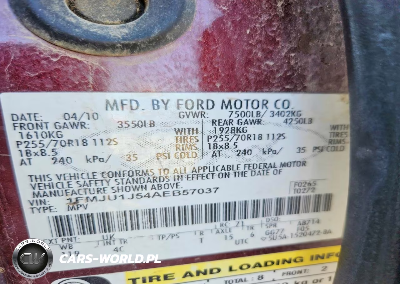 2010 Ford Expedition Eddie Bauer VIN:1FMJU1J54AEB57037 - 13