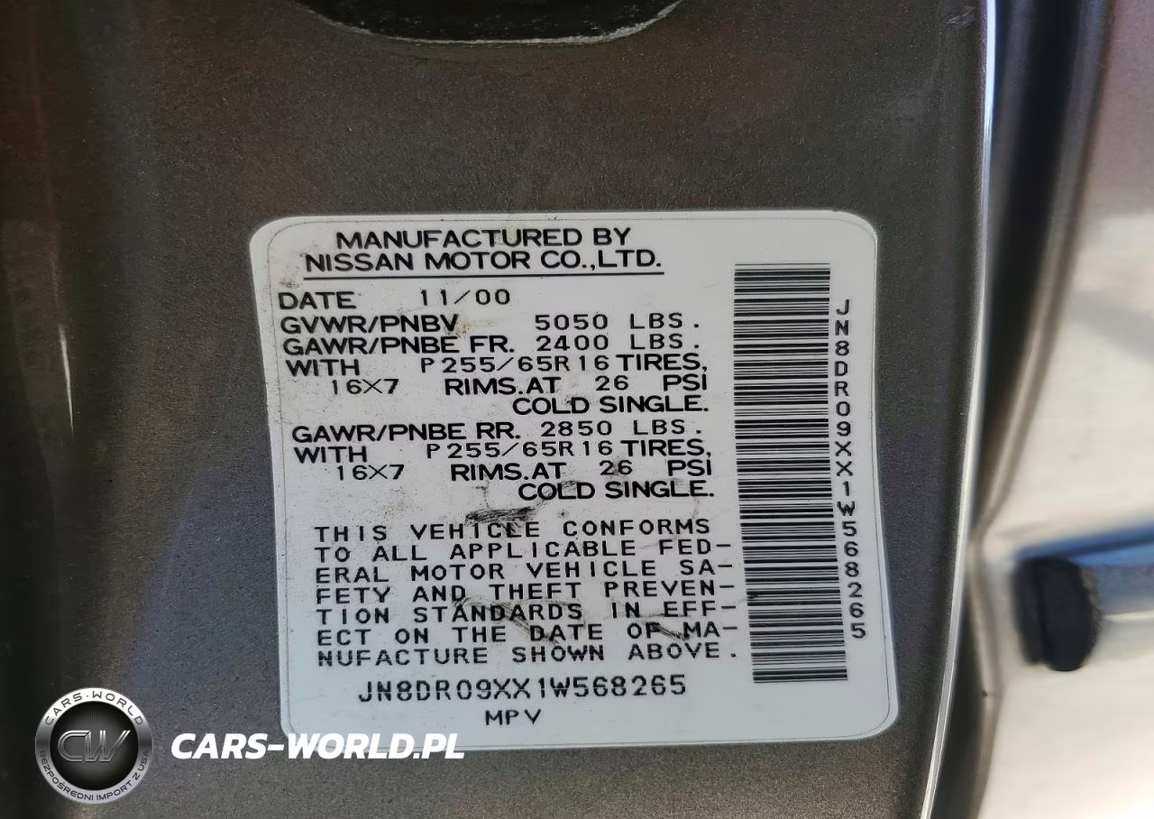 2001 Nissan Pathfinder Se VIN:JN8DR09XX1W568265 - 13