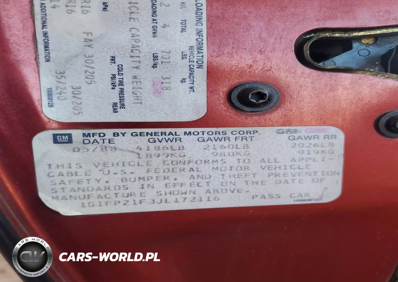 1988 Chevrolet Camaro VIN:1G1FP21F3JL172116 - 12