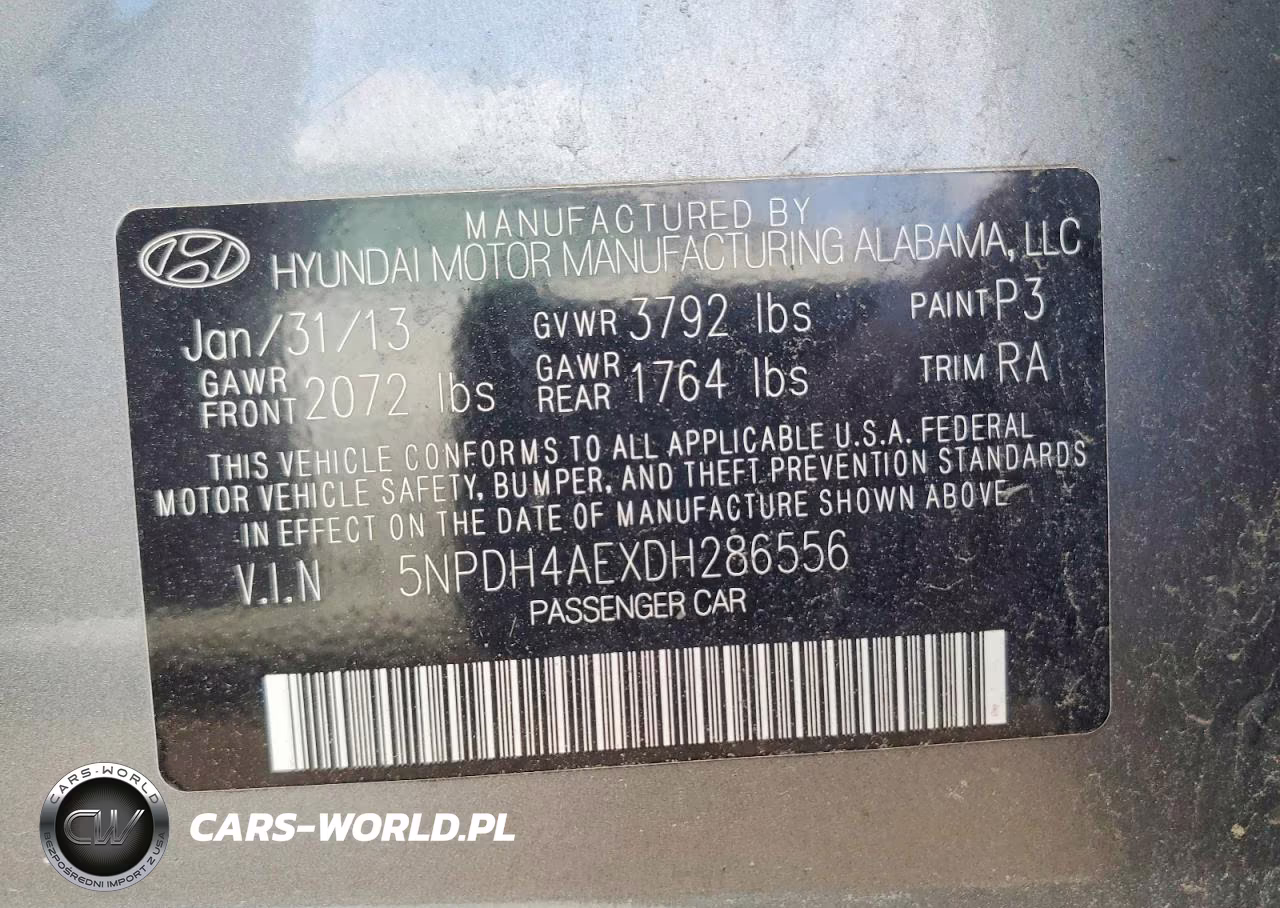 2013 Hyundai Elantra Gls VIN:5NPDH4AEXDH286556 - 12