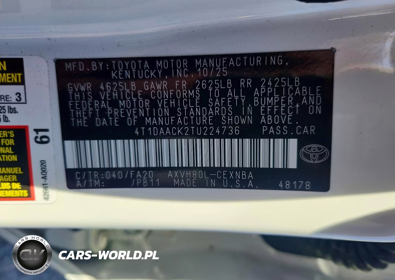 2026 Toyota Camry Le VIN:4T1DAACK2TU224736 - 12