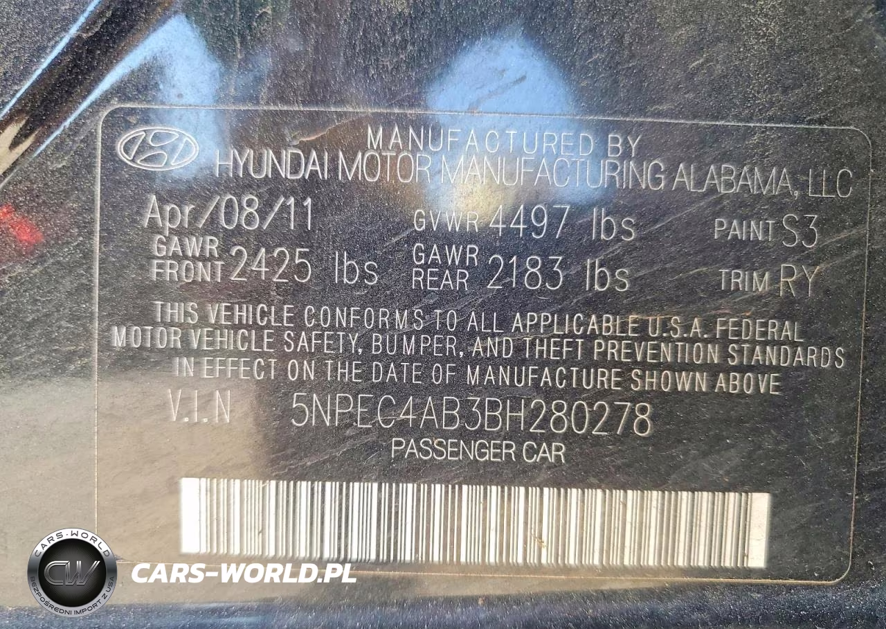 2011 Hyundai Sonata Se 2.0T VIN:5NPEC4AB3BH280278 - 12