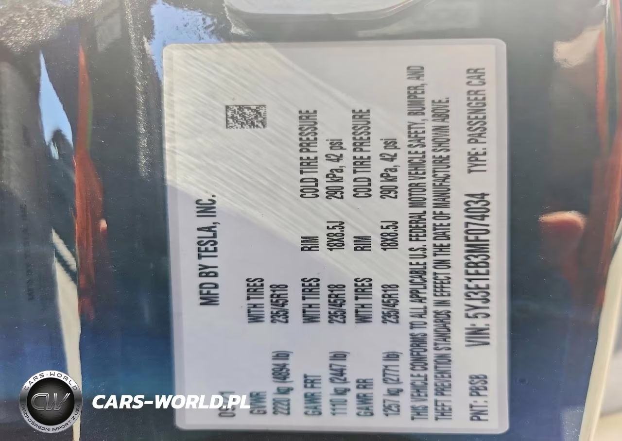 2021 Tesla Model 3 VIN:5YJ3E1EB3MF074034 - 12