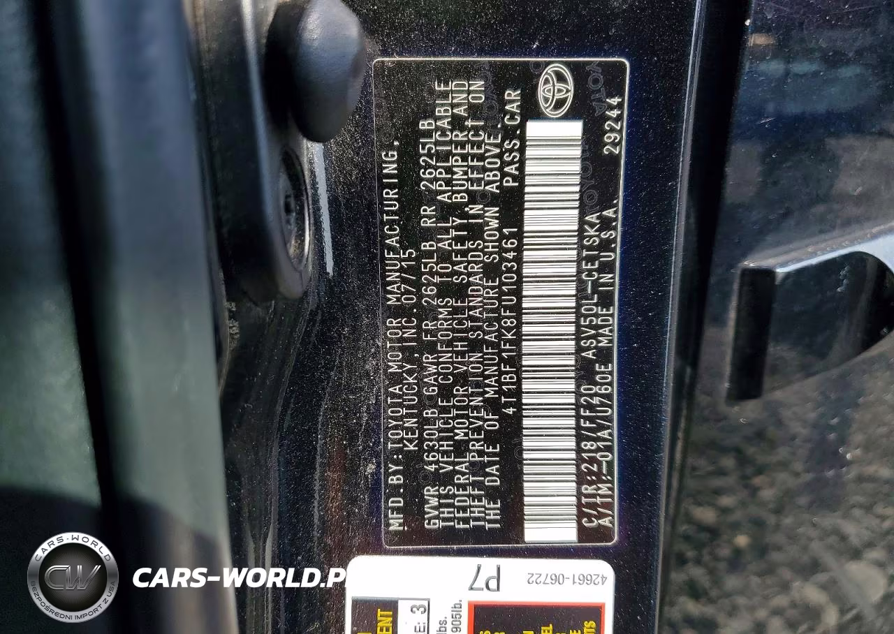 2015 Toyota Camry Se VIN:4T1BF1FK8FU103461 - 12