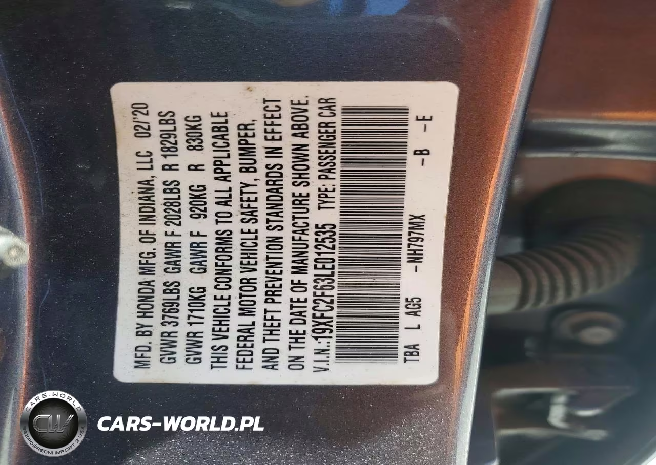 2020 Honda Civic Lx VIN:19XFC2F63LE012535 - 12