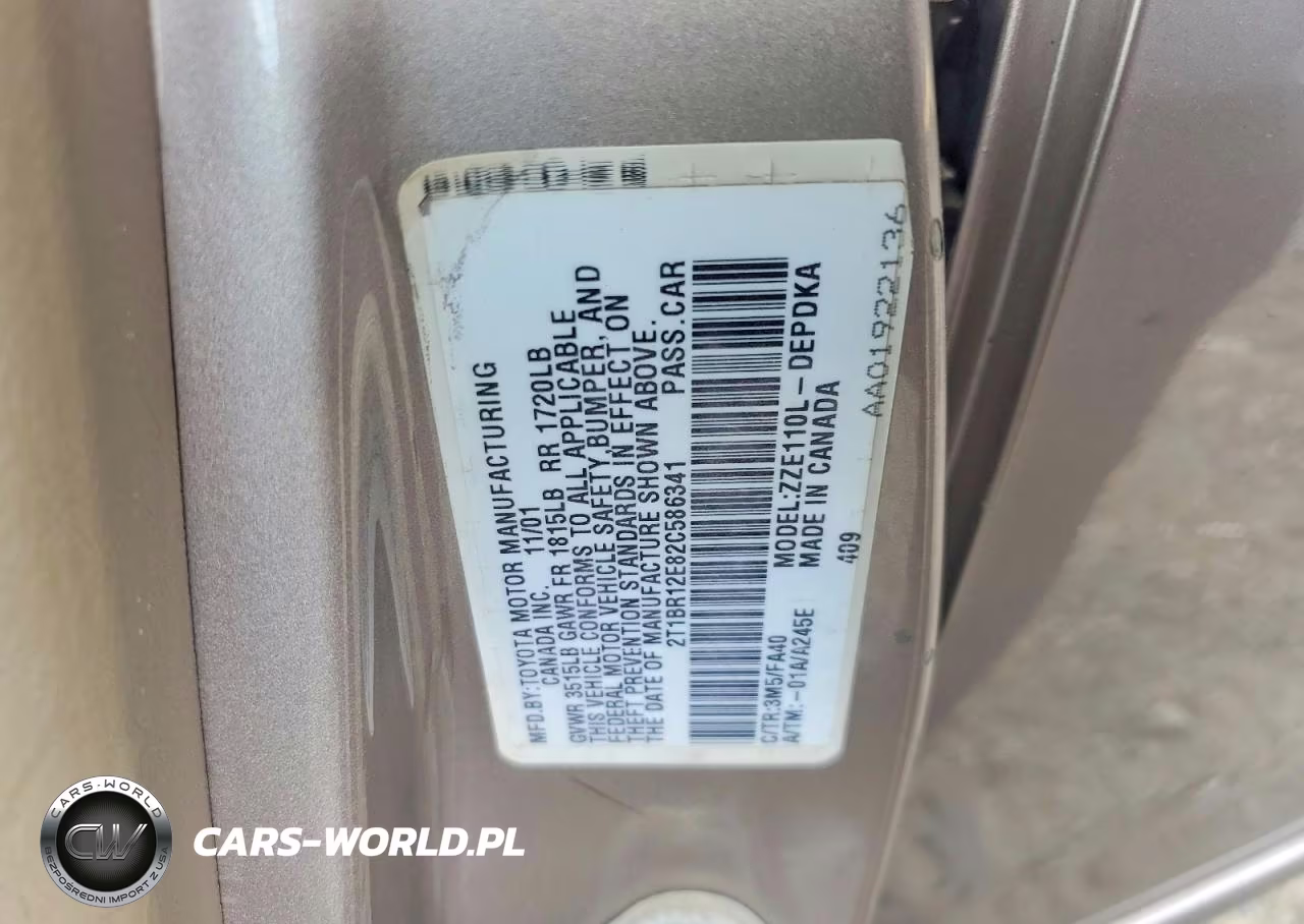 2002 Toyota Corolla VIN:2T1BR12E82C586341 - 12