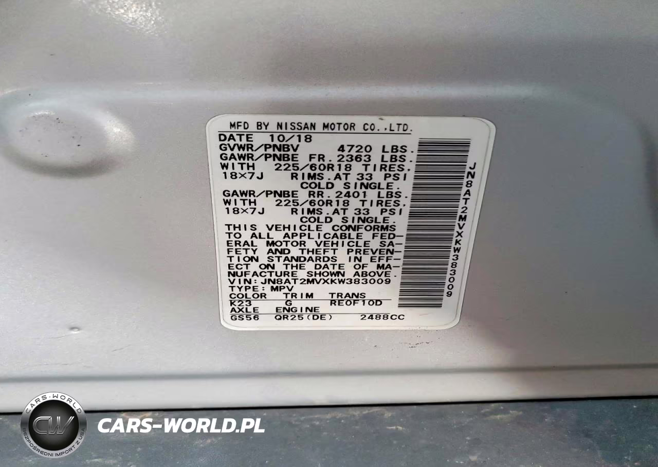 2019 Nissan Rogue Sv VIN:JN8AT2MVXKW383009 - 14