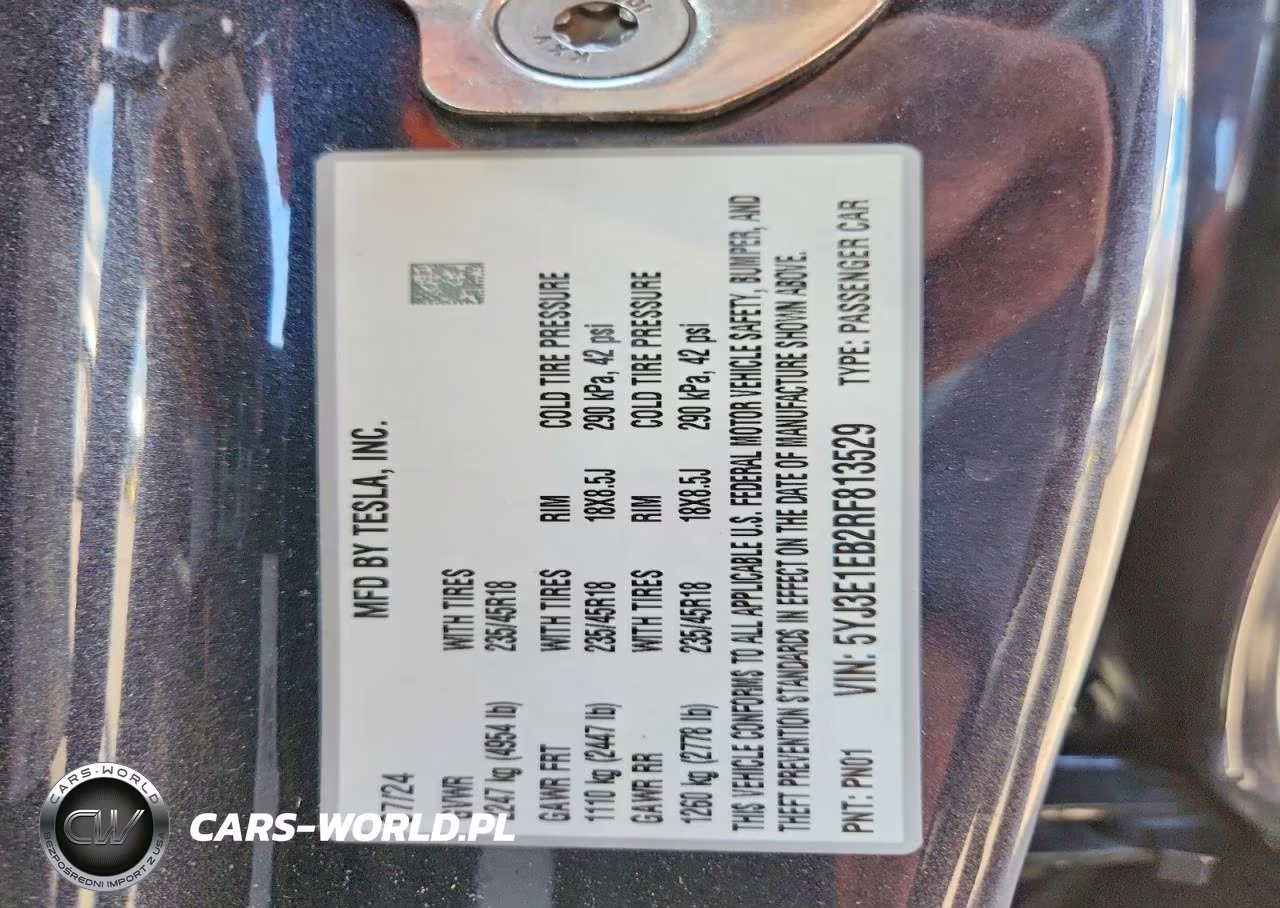 2024 Tesla Model 3 VIN:5YJ3E1EB2RF813529 - 12