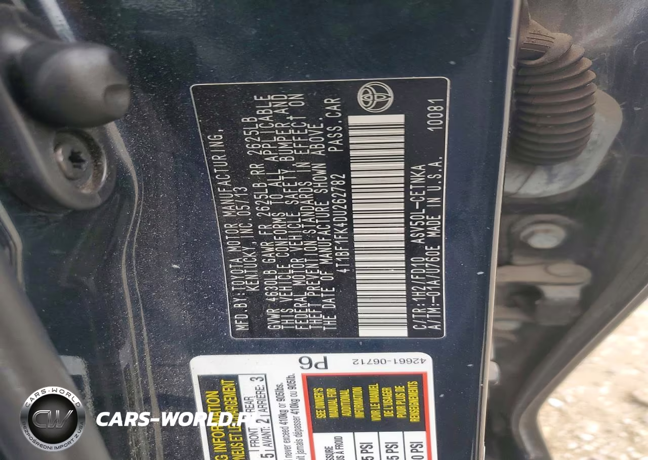 2013 Toyota Camry Le VIN:4T1BF1FK4DU262782 - 12