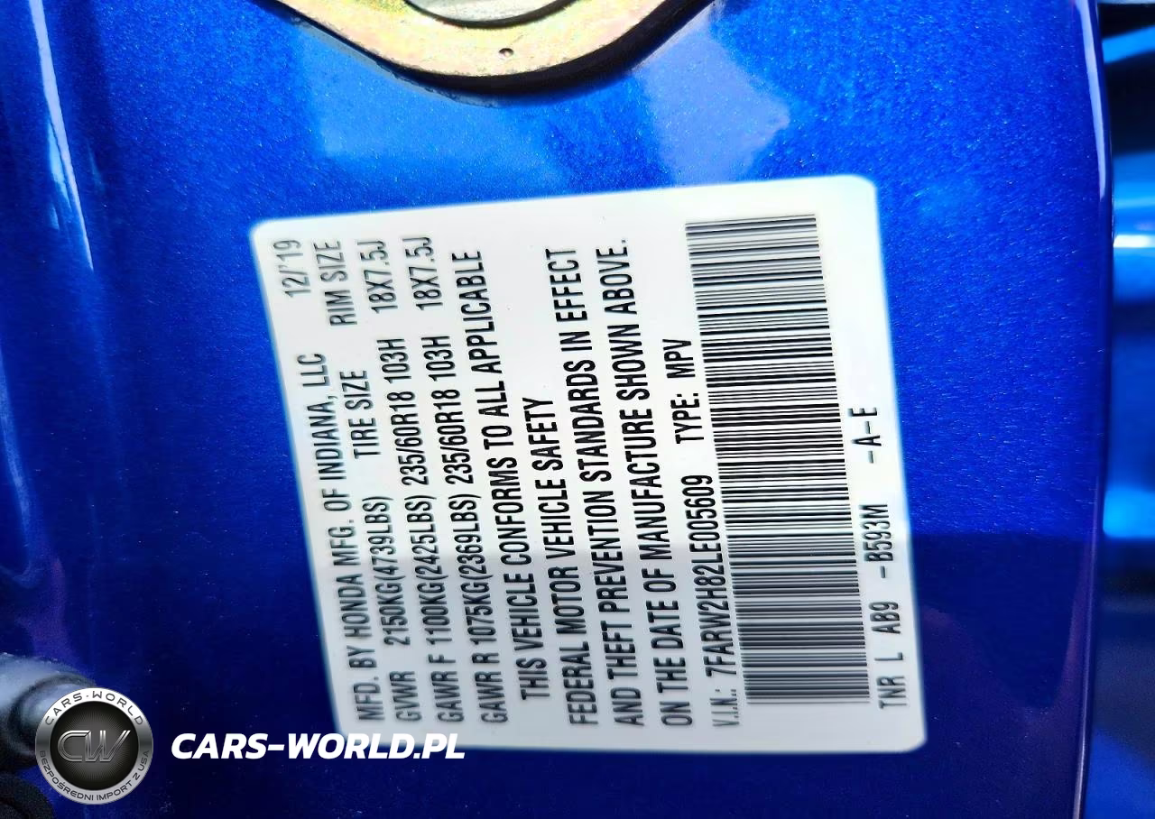 2020 Honda Cr-V Exl VIN:7FARW2H82LE005609 - 13