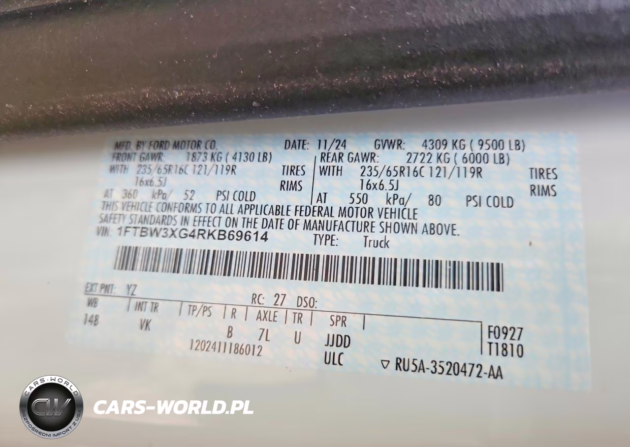 2024 Ford Transit 350 Delivery Van VIN:1FTBW3XG4RKB69614 - 13