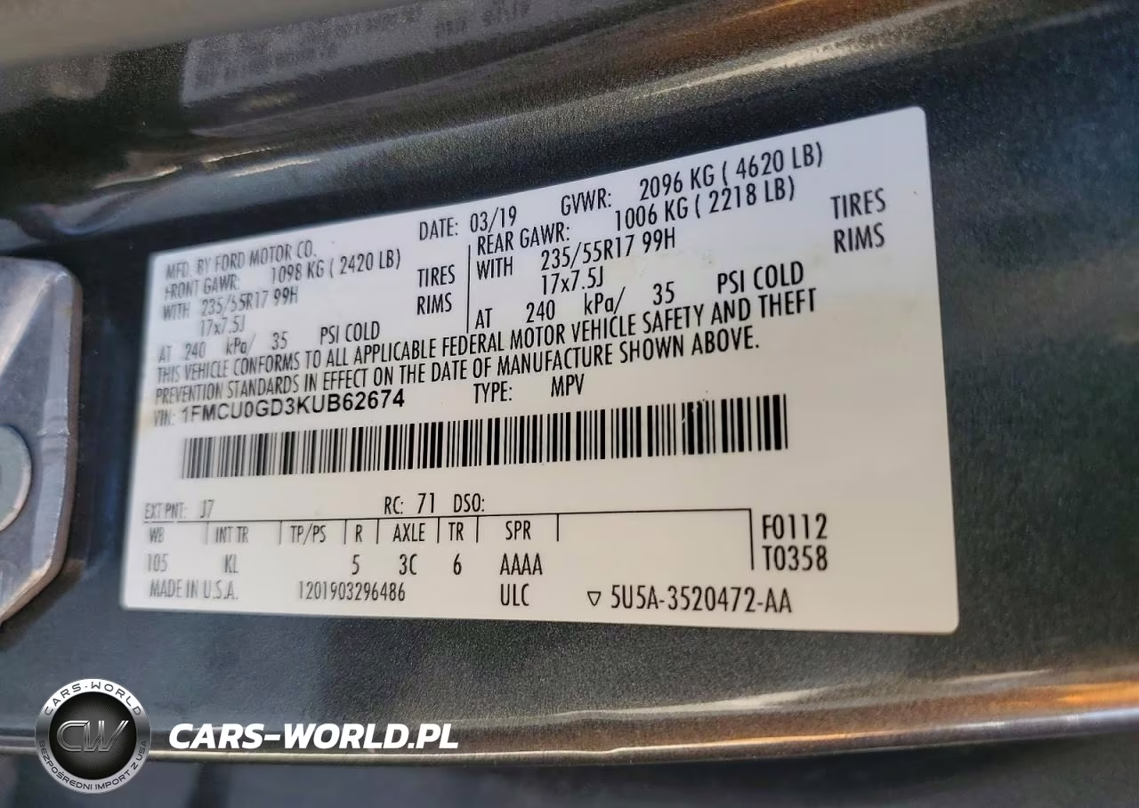 2019 Ford Escape Se VIN:1FMCU0GD3KUB62674 - 13
