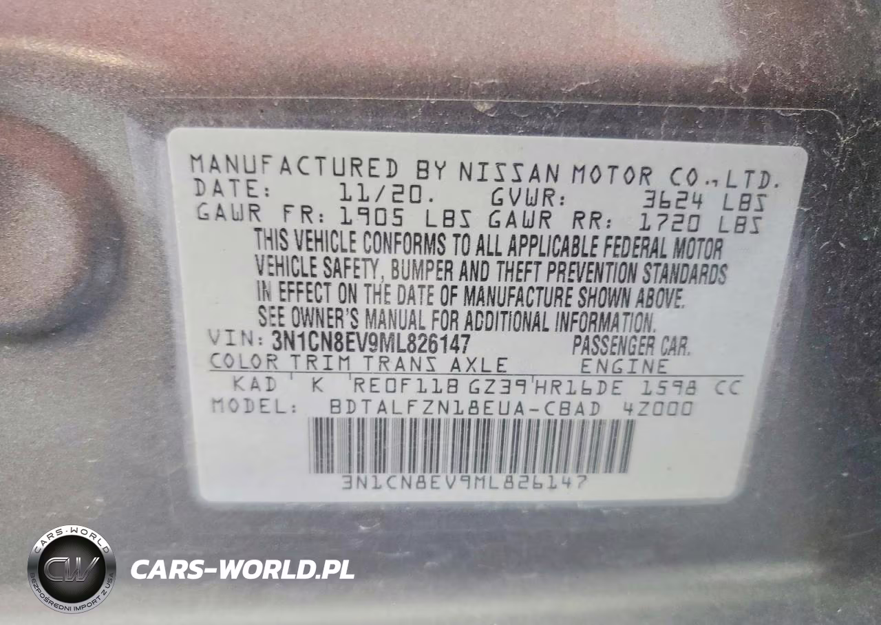 2021 Nissan Versa Sv VIN:3N1CN8EV9ML826147 - 12