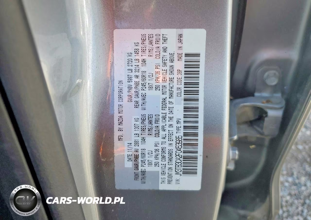 2015 Mazda Cx-9 Touring VIN:JM3TB3CA2F0453985 - 13