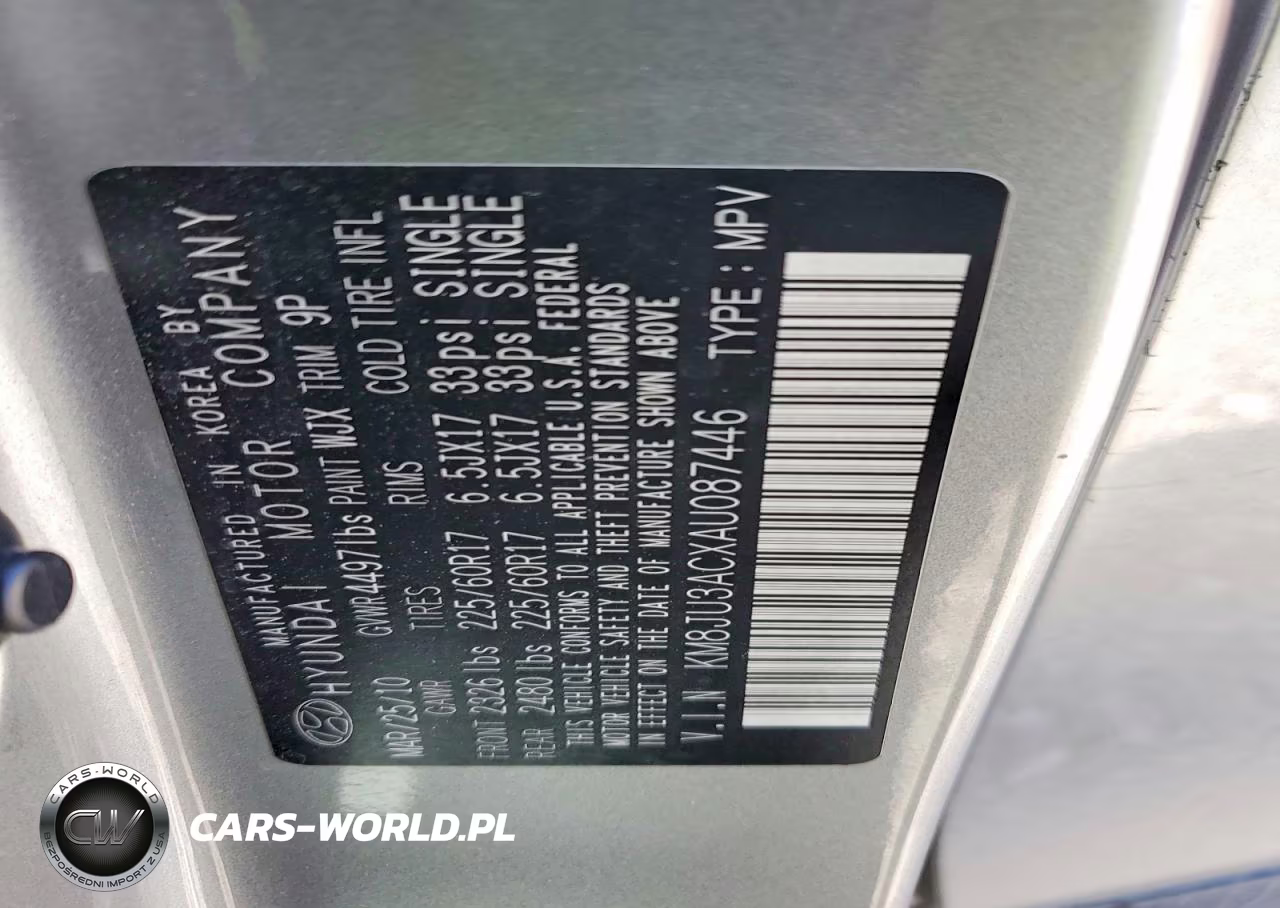 2010 Hyundai Tucson Gls VIN:KM8JU3ACXAU087446 - 12