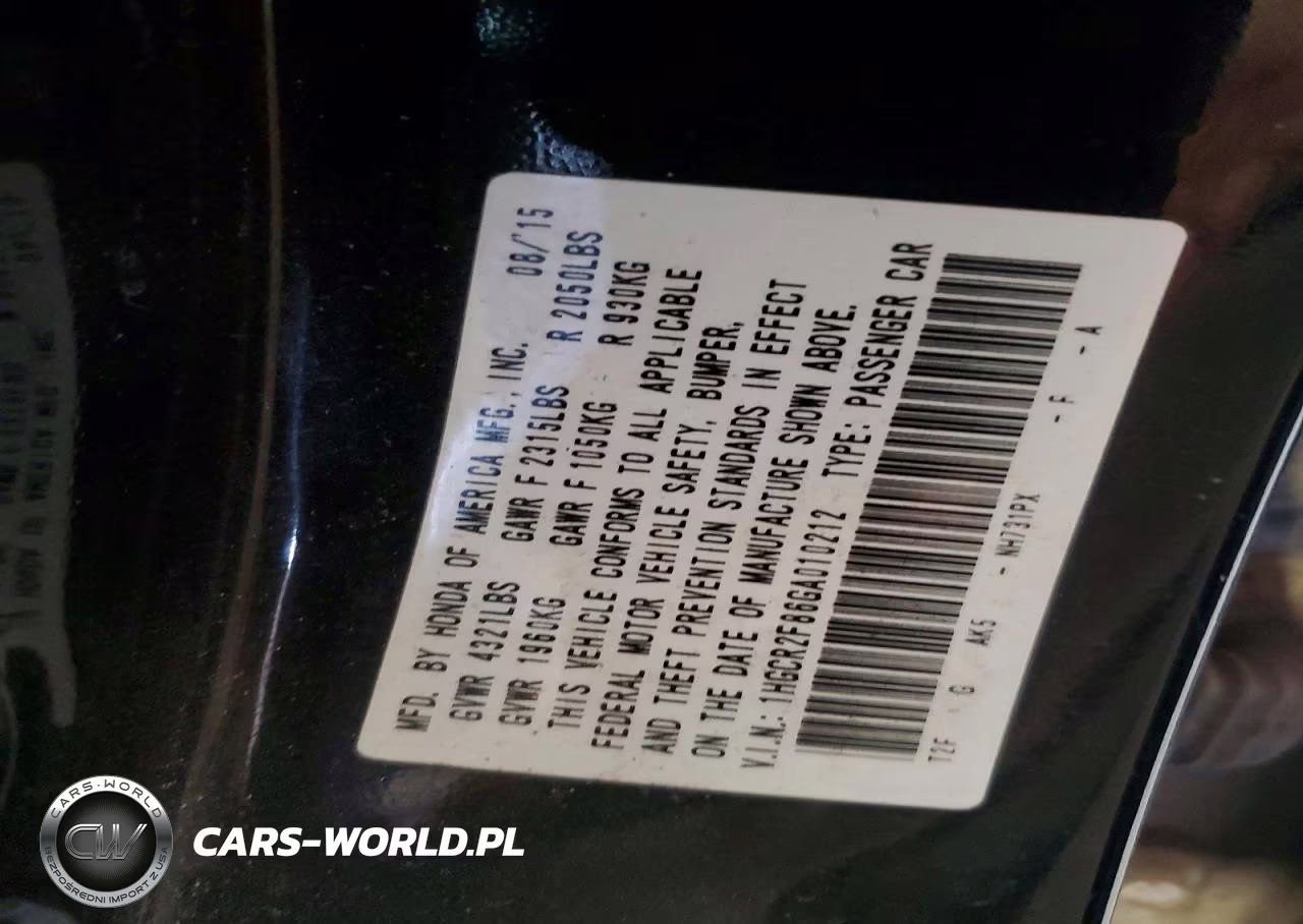2016 Honda Accord Exl VIN:1HGCR2F86GA010212 - 12