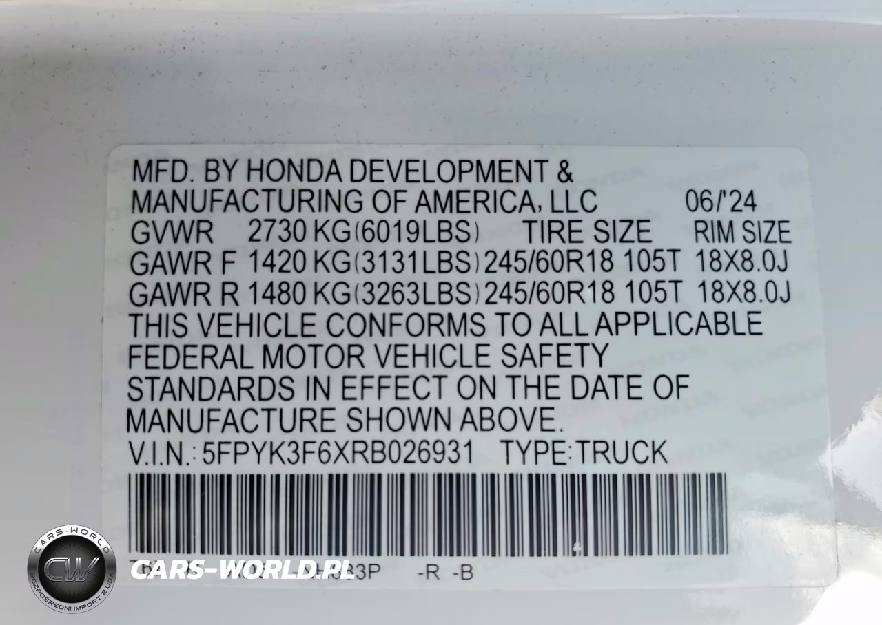 2024 Honda Ridgeline Trail Sport VIN:5FPYK3F6XRB026931 - 13