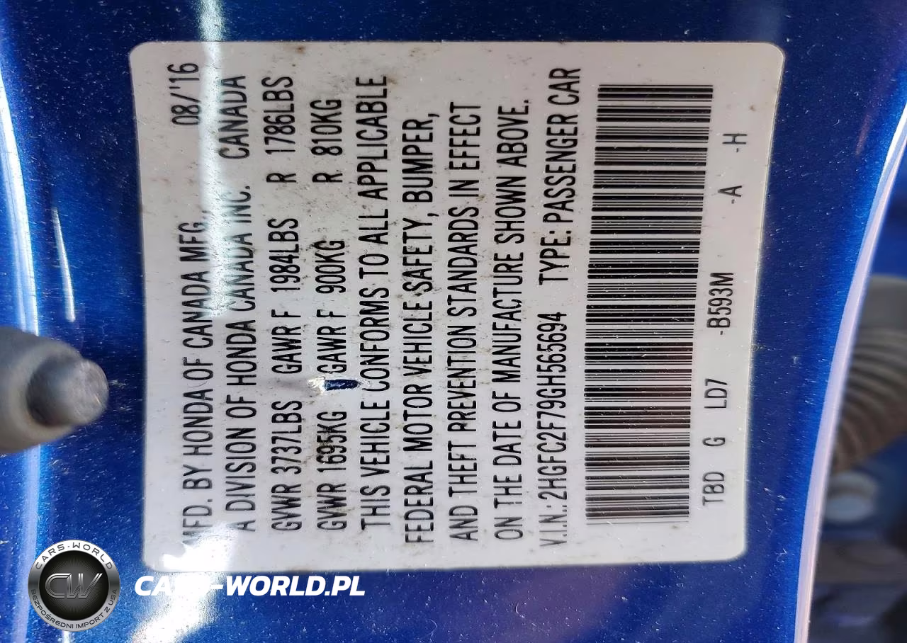 2016 Honda Civic Ex VIN:2HGFC2F79GH565694 - 12