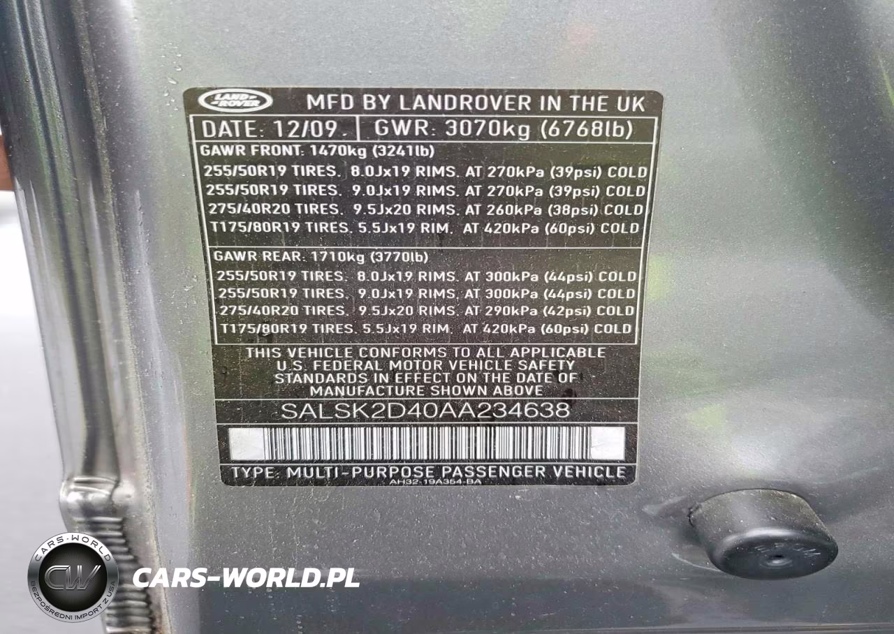 2010 Land Rover Range Rover Sport Lux VIN:SALSK2D40AA234638 - 13