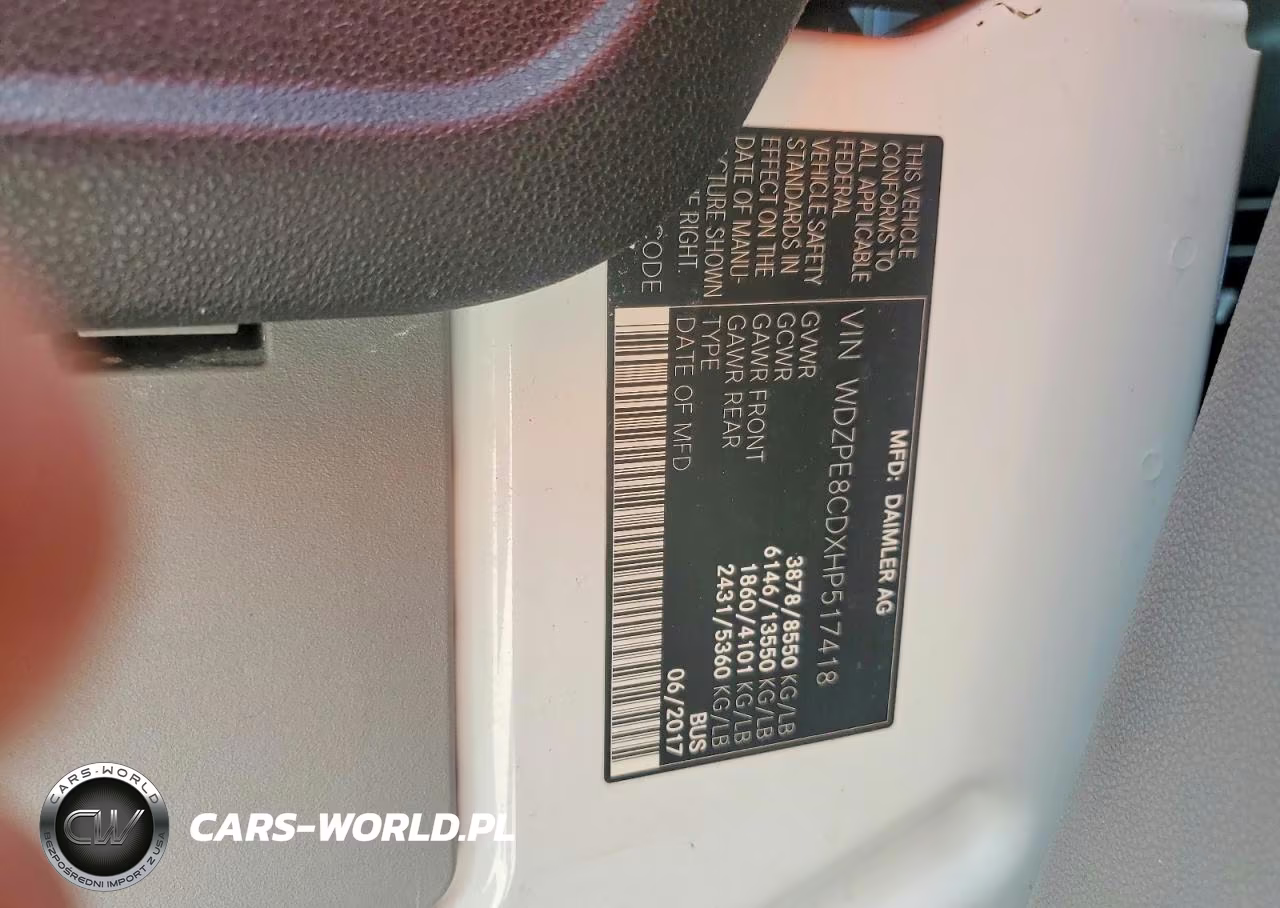 2017 Mercedes Benz Sprinter 2500 VIN:WDZPE8CDXHP517418 - 13