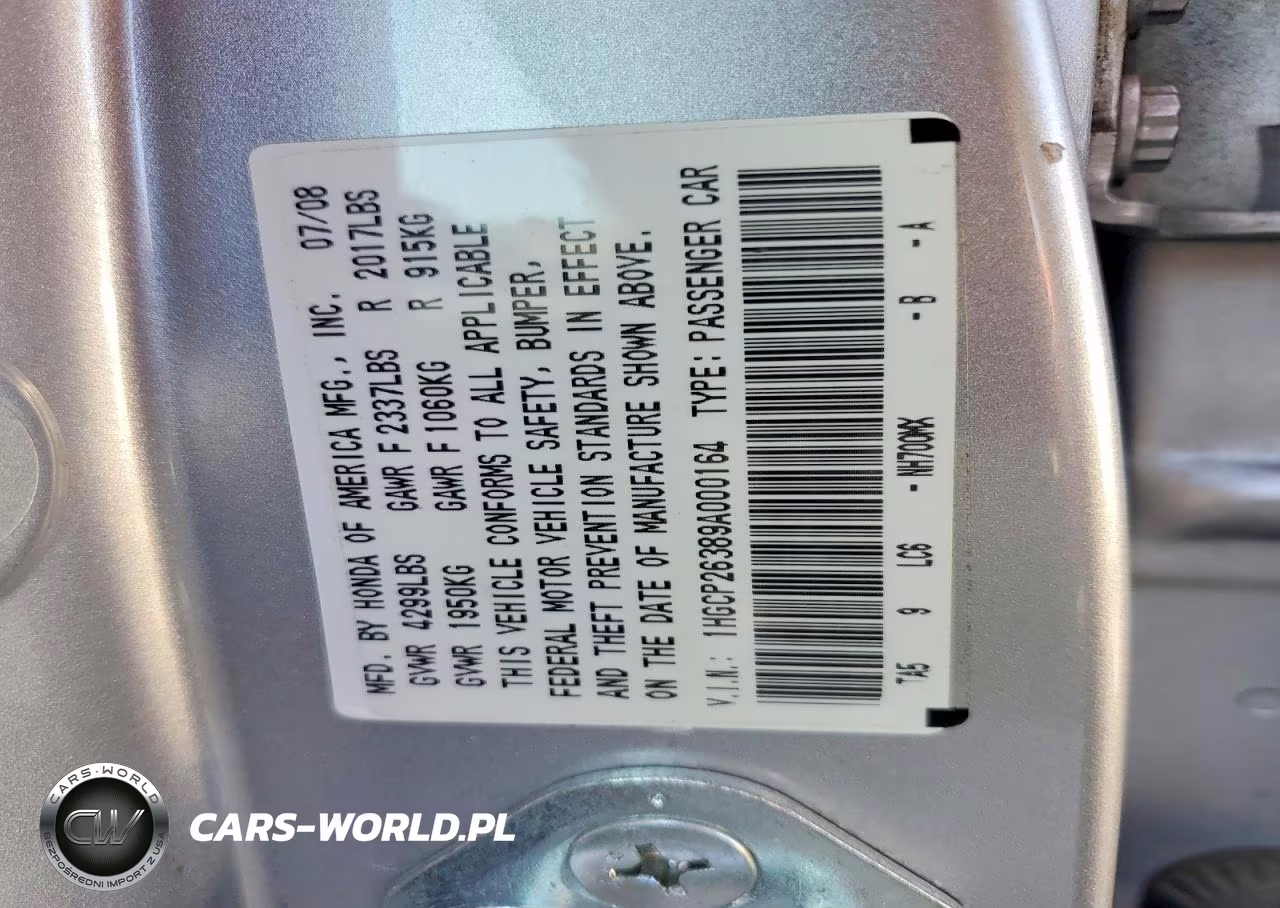 2009 Honda Accord Lx VIN:1HGCP26389A000164 - 12