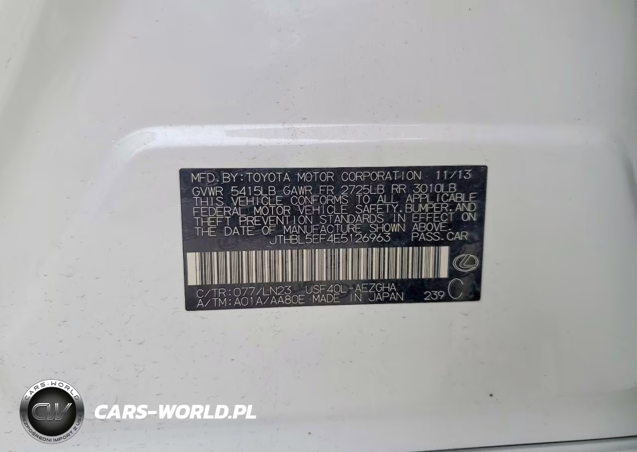2014 Lexus Ls 460 VIN:JTHBL5EF4E5126963 - 12
