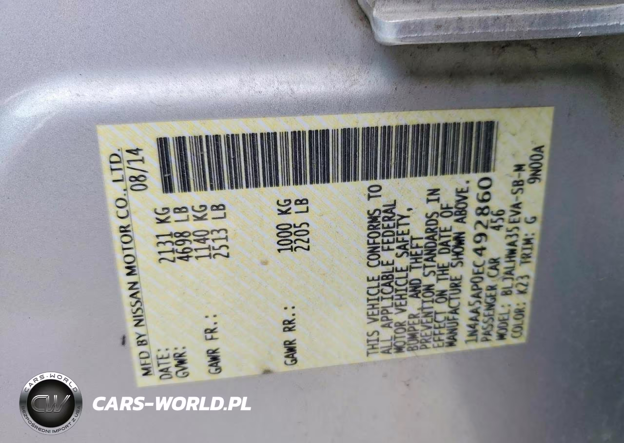 2014 Nissan Maxima 3.5 Sv VIN:1N4AA5AP0EC492860 - 12