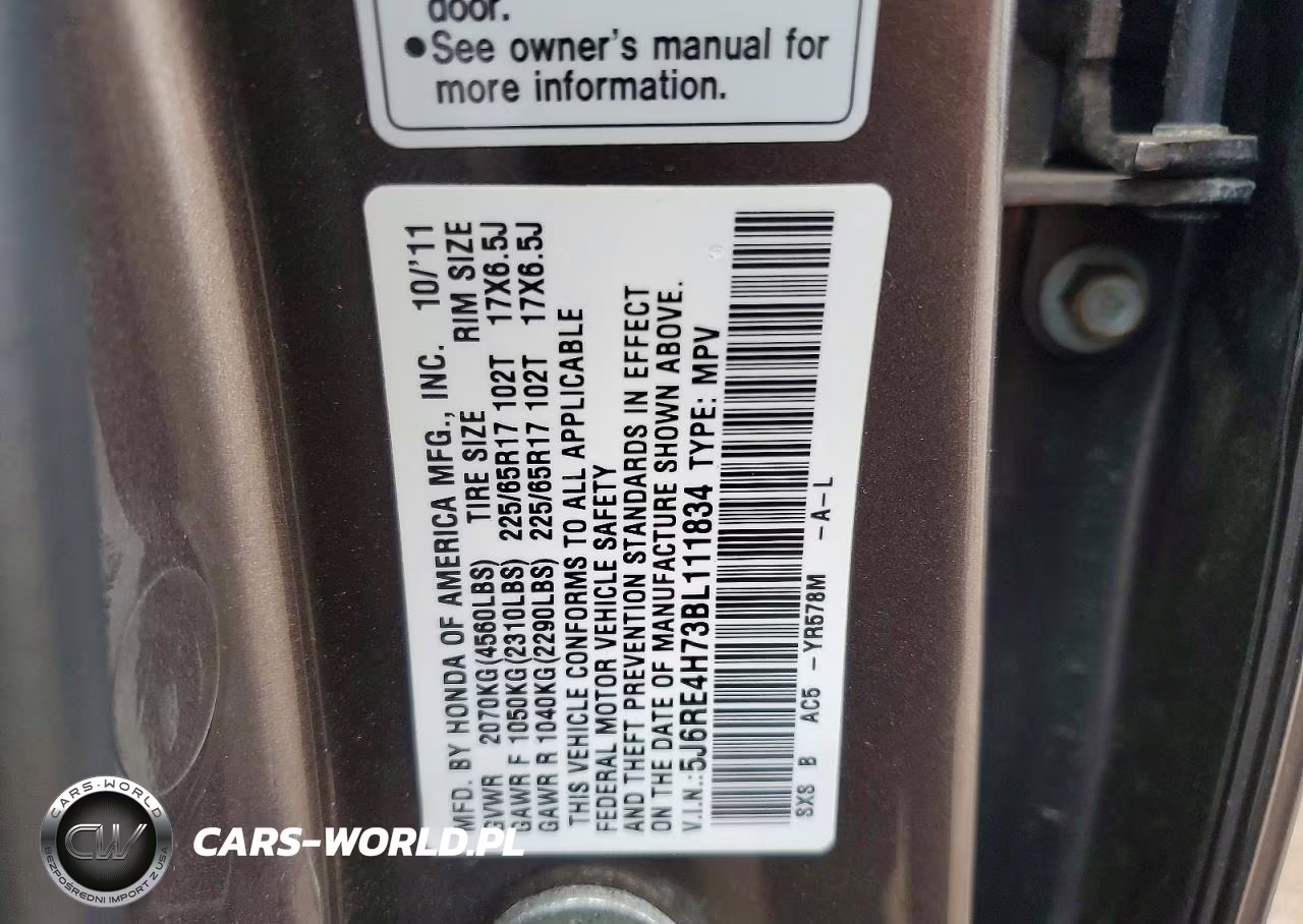 2011 Honda Cr-V Exl VIN:5J6RE4H73BL111834 - 12