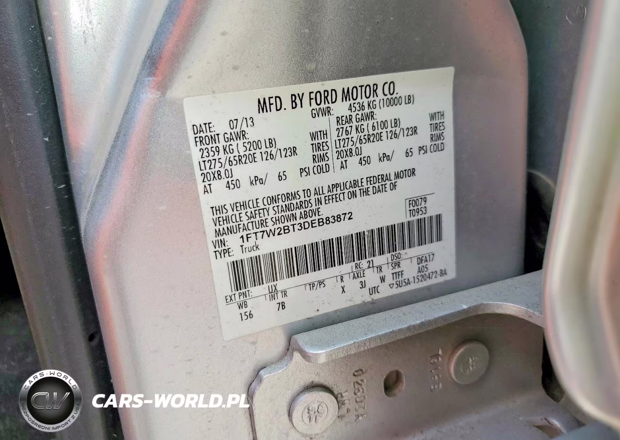 2013 Ford F250 Super Duty VIN:1FT7W2BT3DEB83872 - 12
