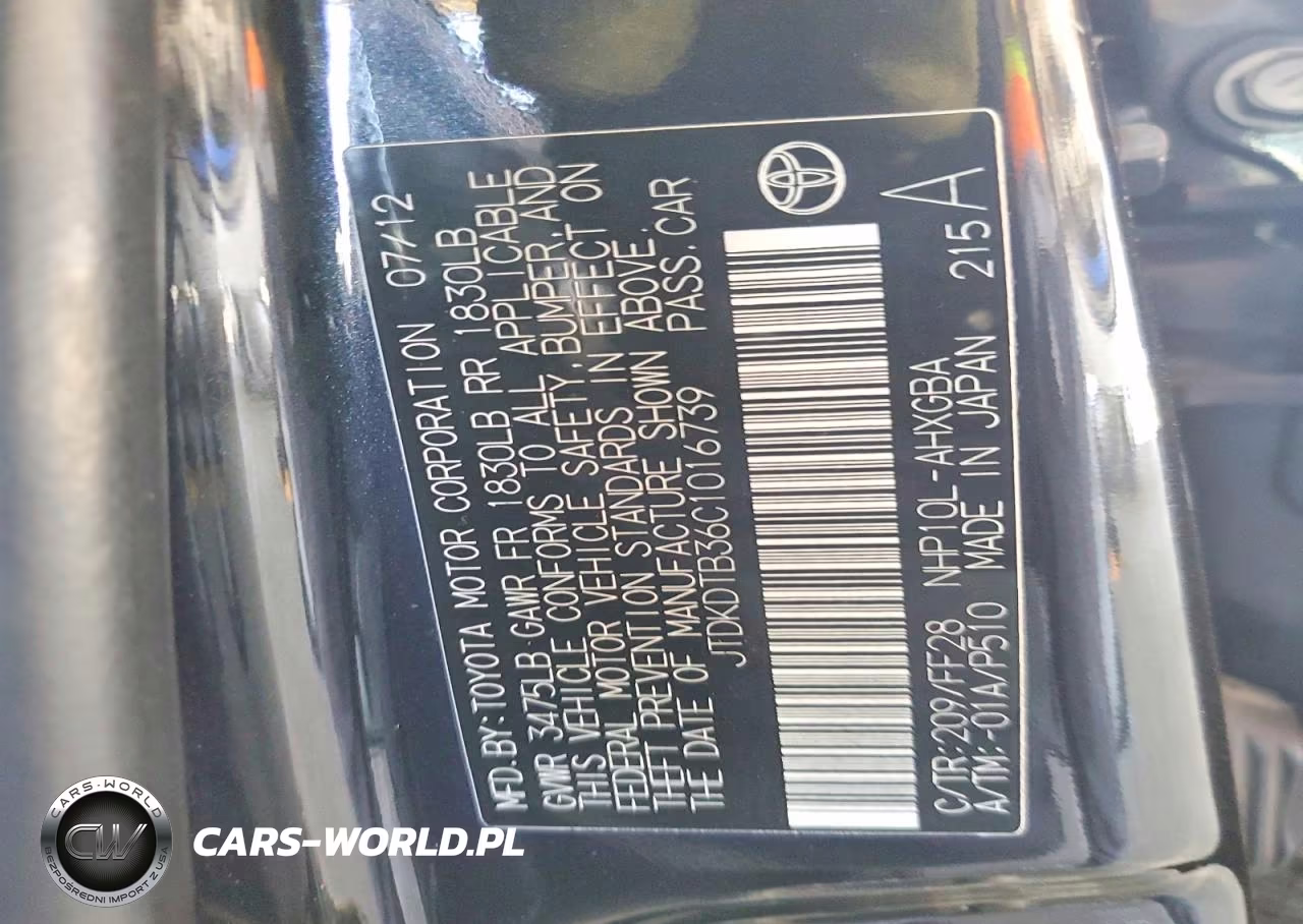 2012 Toyota Prius C Three VIN:JTDKDTB36C1016739 - 12