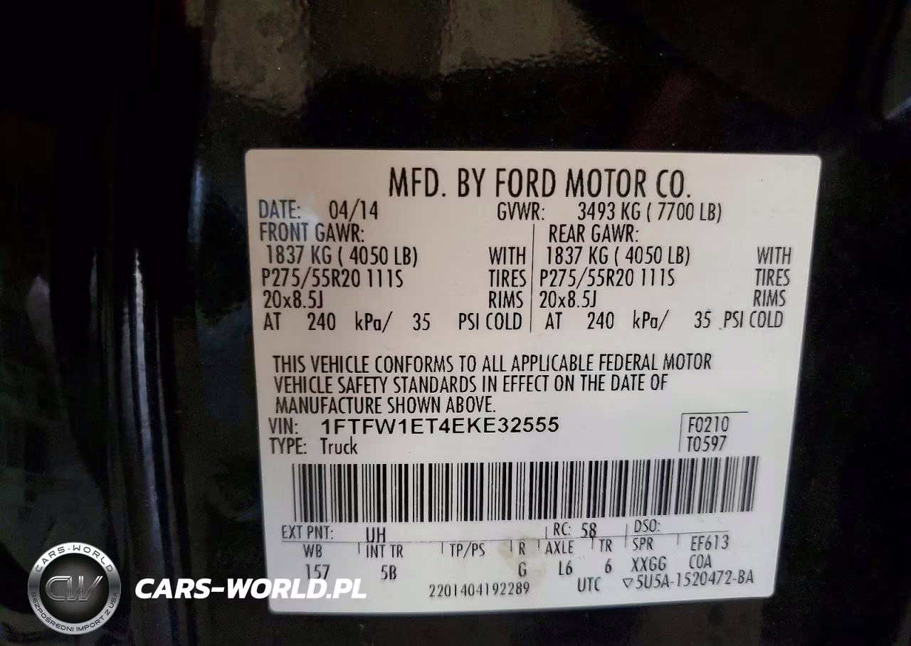 2014 Ford F150 Supercrew VIN:1FTFW1ET4EKE32555 - 12