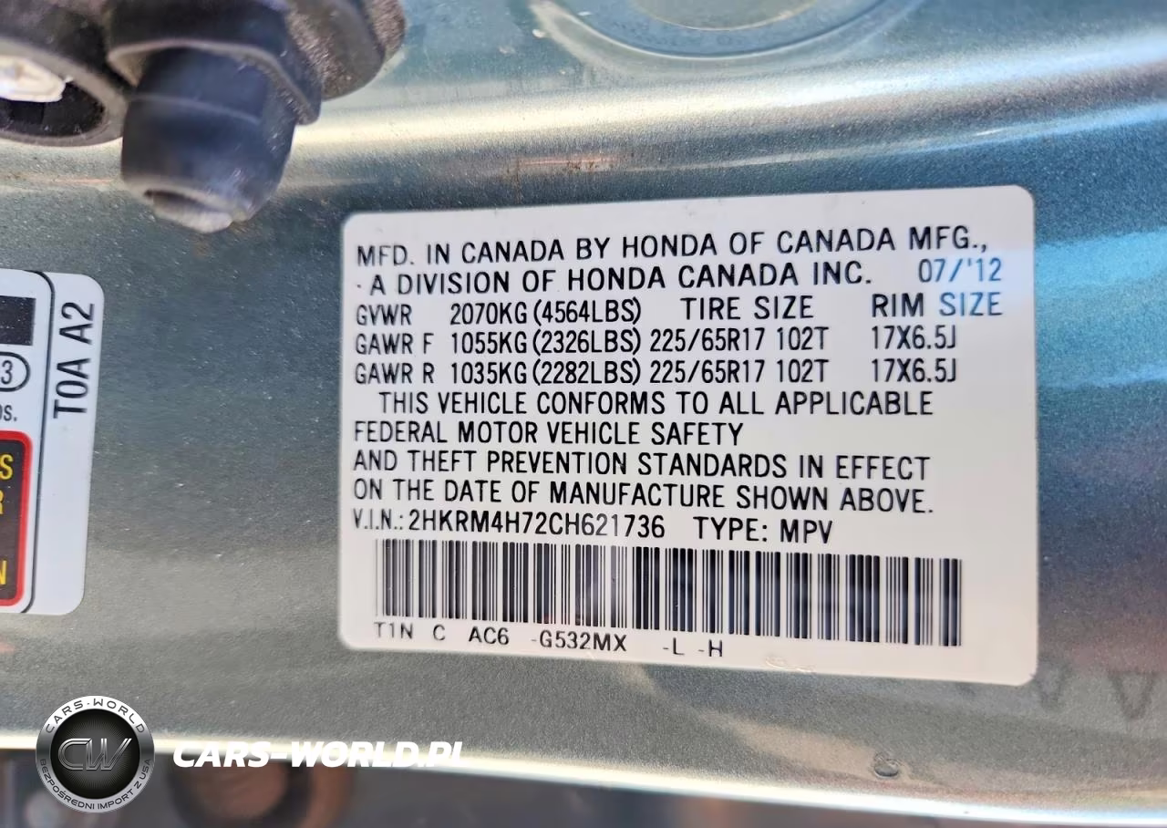 2012 Honda Cr-V Exl VIN:2HKRM4H72CH621736 - 14