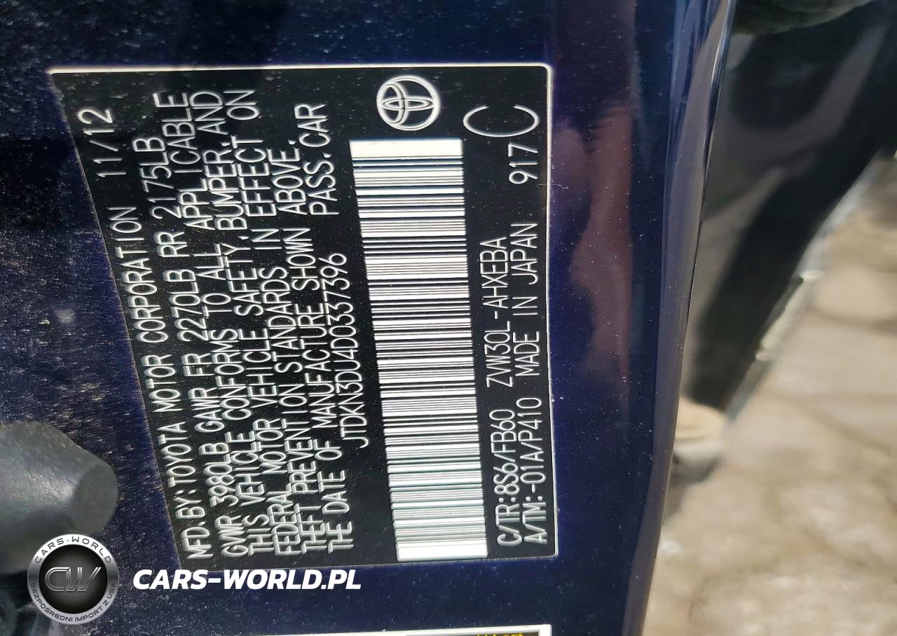 2013 Toyota Prius Two VIN:JTDKN3DU4D0337396 - 12