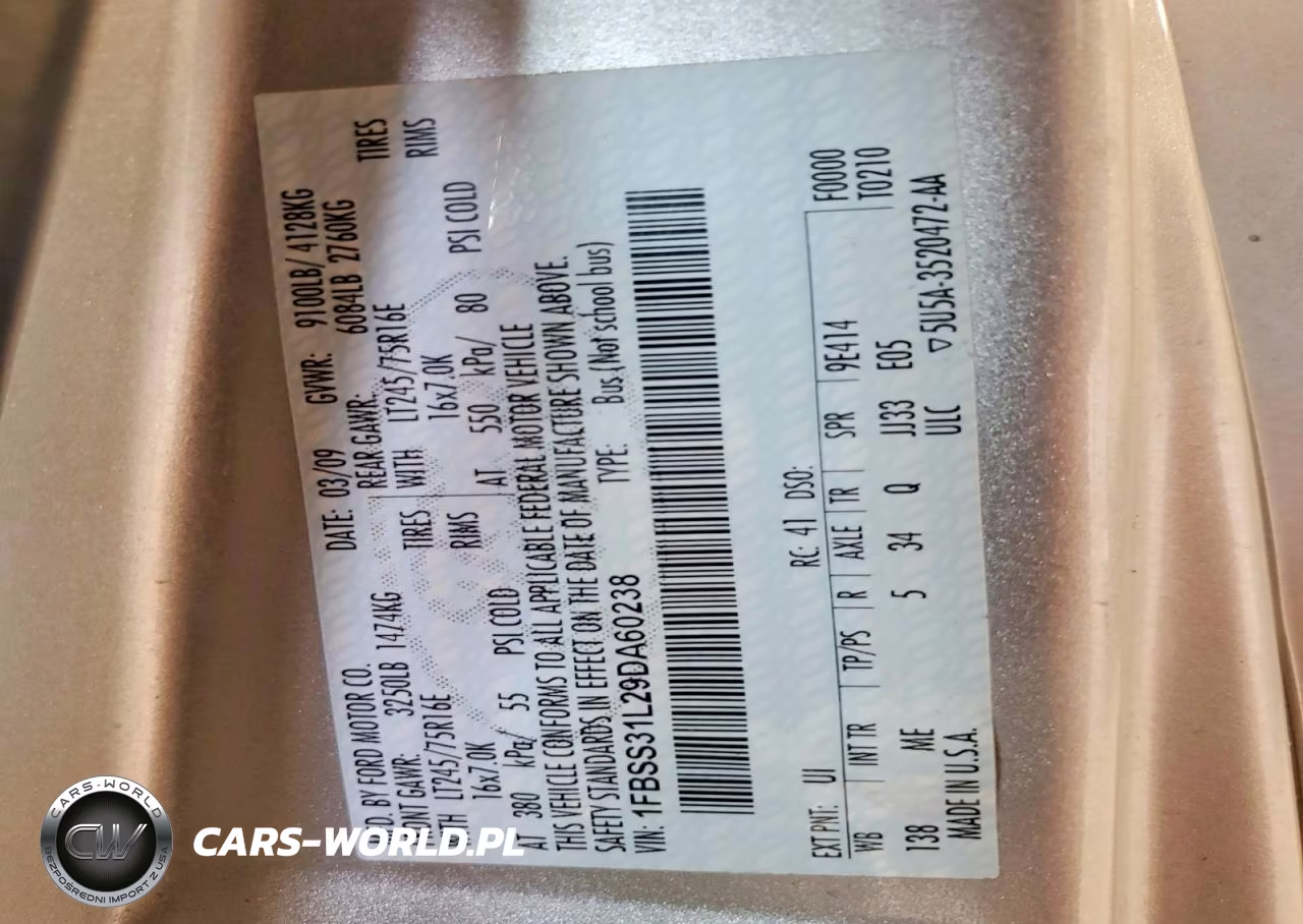 2009 Ford Econoline E350 Super Duty Wagon VIN:1FBSS31L29DA60238 - 13