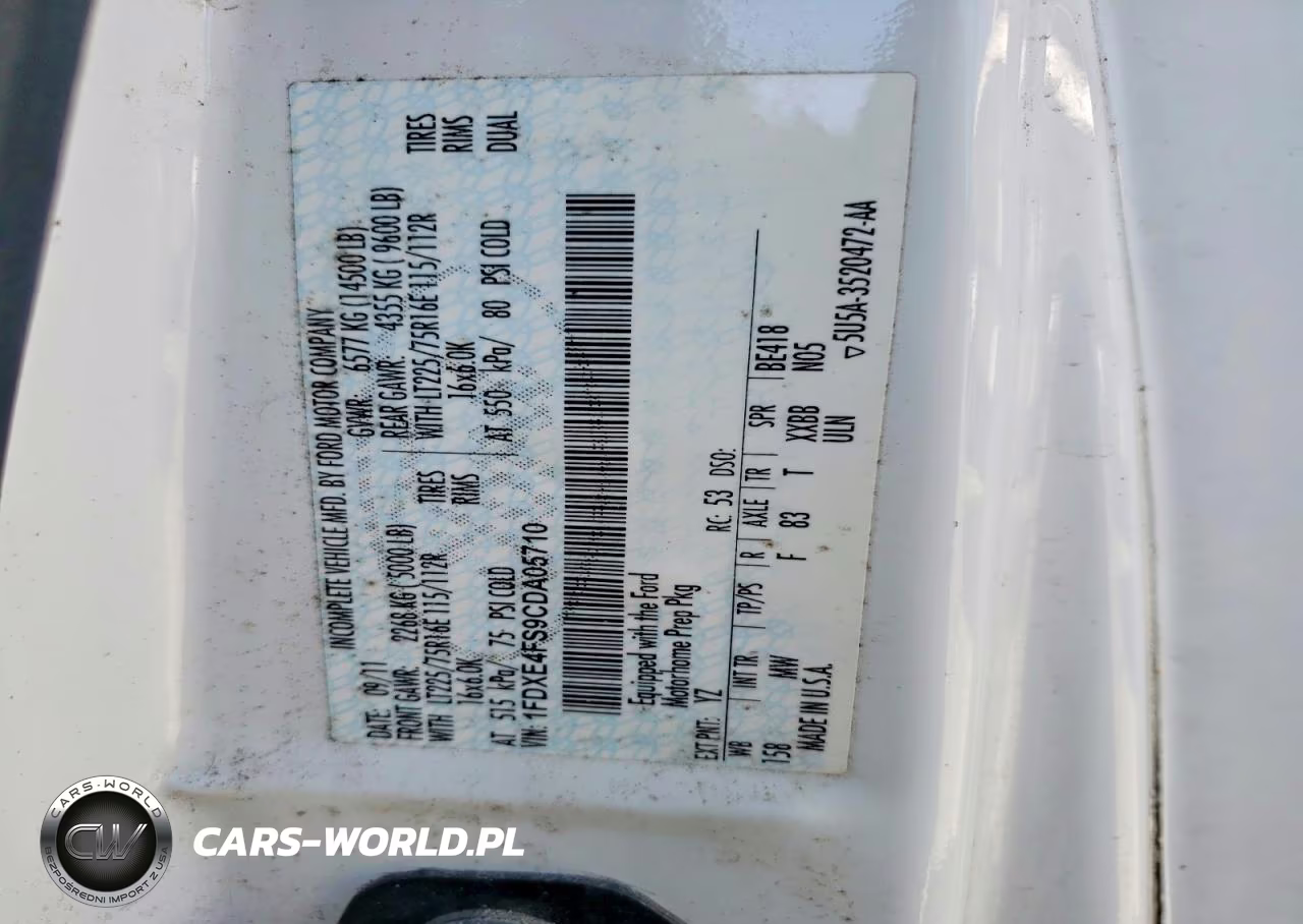 2012 Ford Econoline E450 Super Duty Cutaway Van VIN:1FDXE4FS9CDA05710 - 10