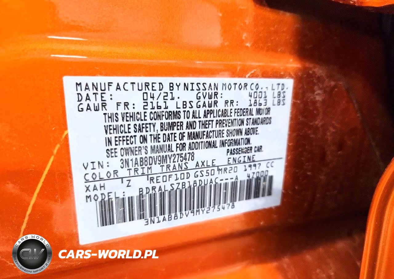 2021 Nissan Sentra Sr VIN:3N1AB8DV9MY275478 - 12