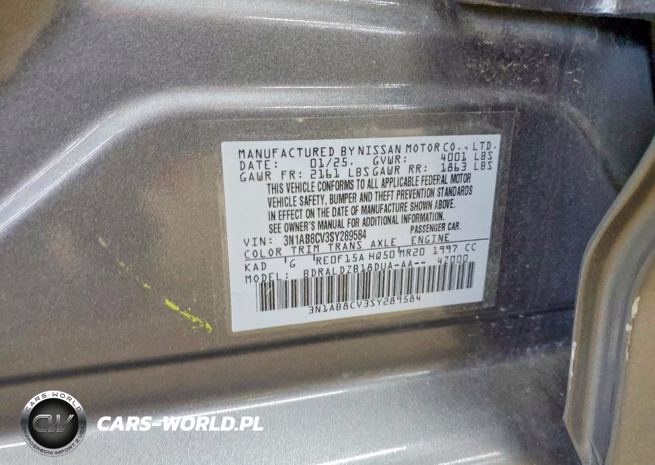 2025 Nissan Sentra Sv VIN:3N1AB8CV3SY289584 - 12