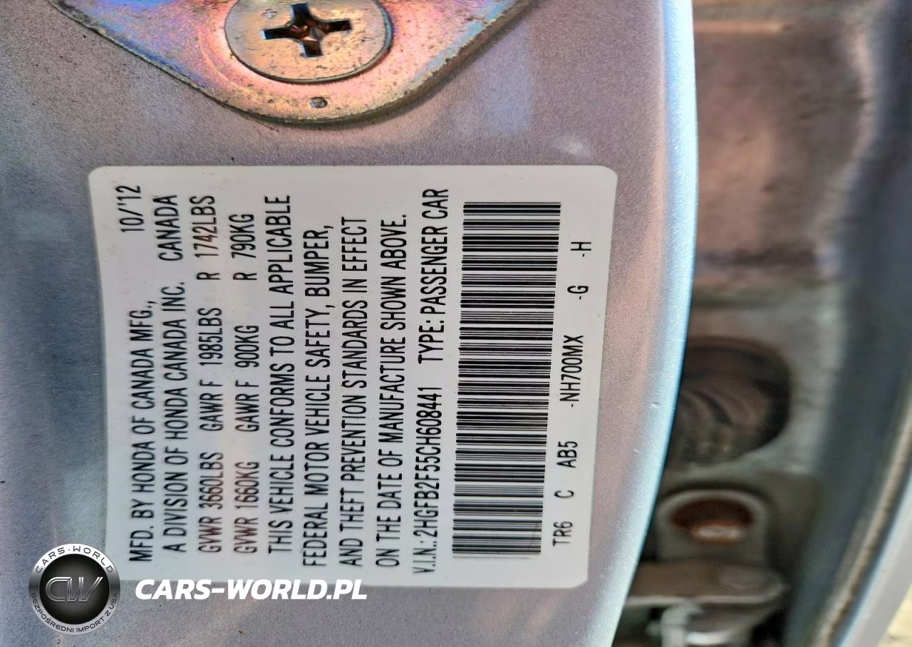 2012 Honda Civic Lx VIN:2HGFB2F55CH608441 - 13