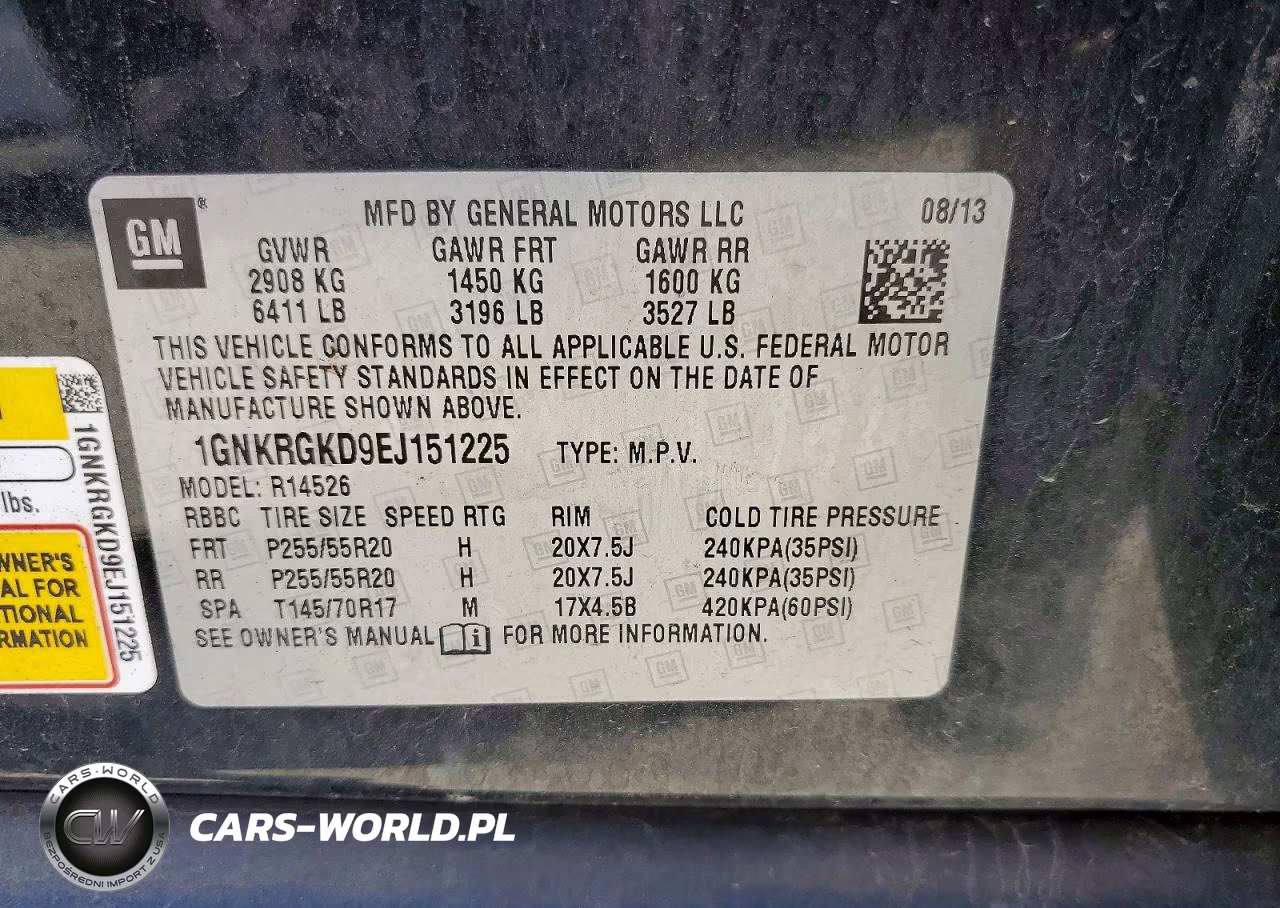2014 Chevrolet Traverse Lt VIN:1GNKRGKD9EJ151225 - 13