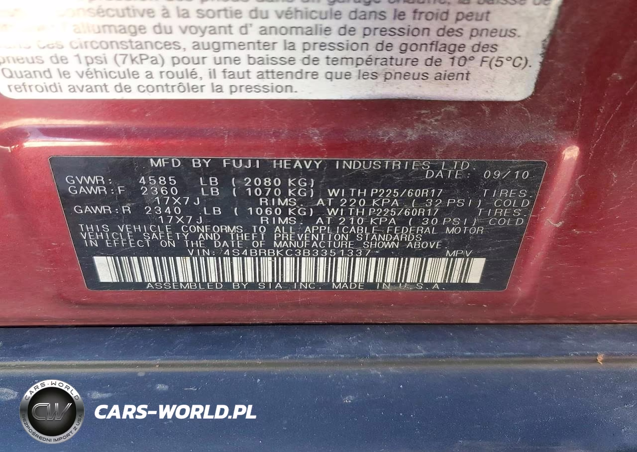 2011 Subaru Outback 2.5I Limited VIN:4S4BRBKC3B3351337 - 12