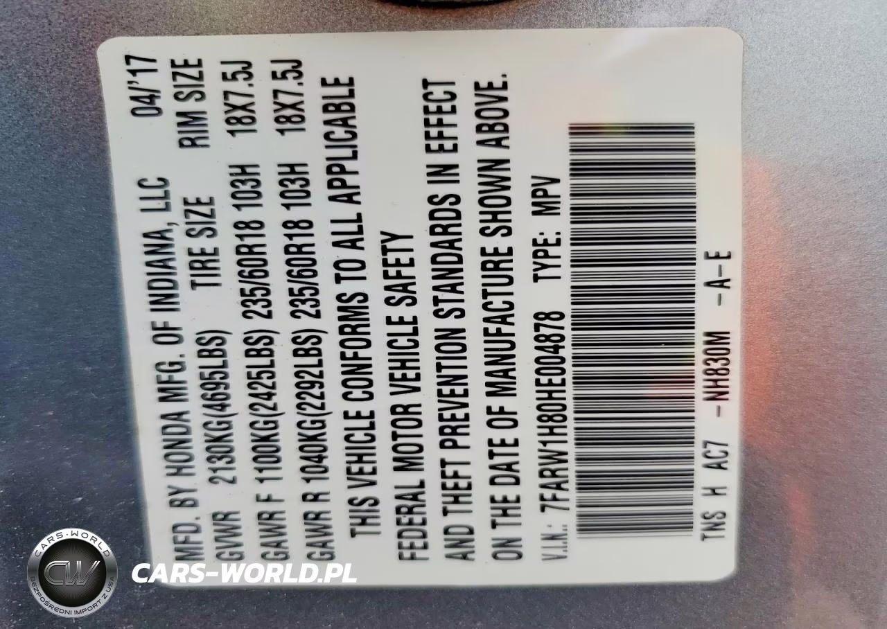 2017 Honda Cr-V Exl VIN:7FARW1H80HE004878 - 13