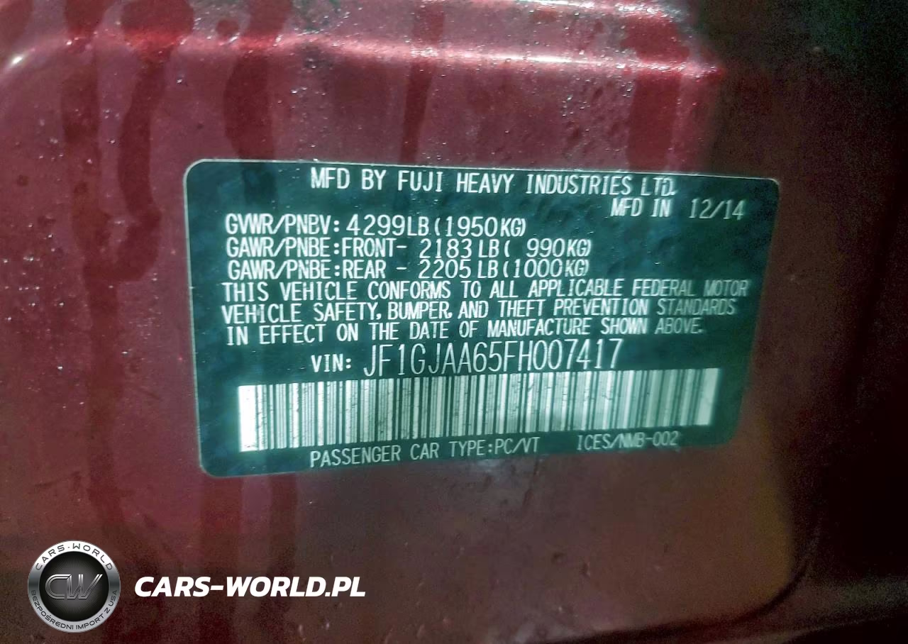 2015 Subaru Impreza VIN:JF1GJAA65FH007417 - 13