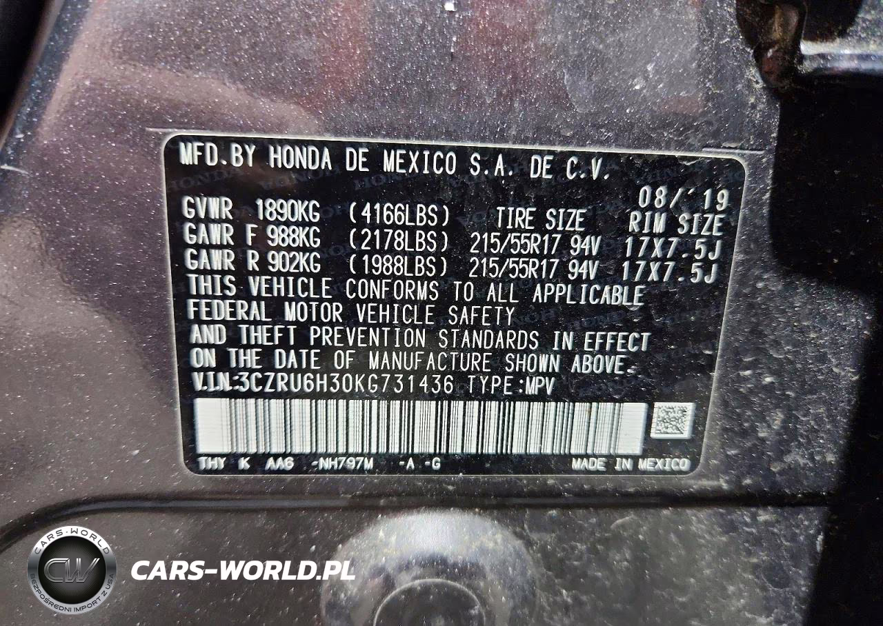 2019 Honda Hr-V Lx VIN:3CZRU6H30KG731436 - 13