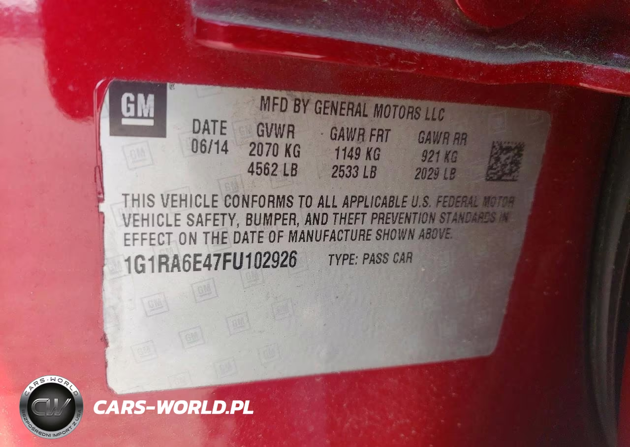 2015 Chevrolet Volt VIN:1G1RA6E47FU102926 - 12