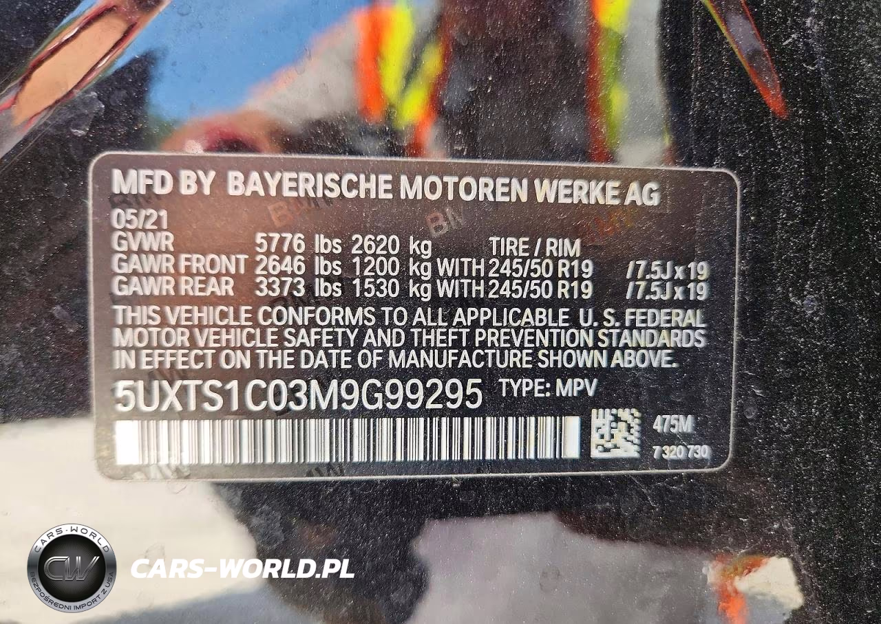 2021 BMW X3 xDrive30E VIN:5UXTS1C03M9G99295 - 13