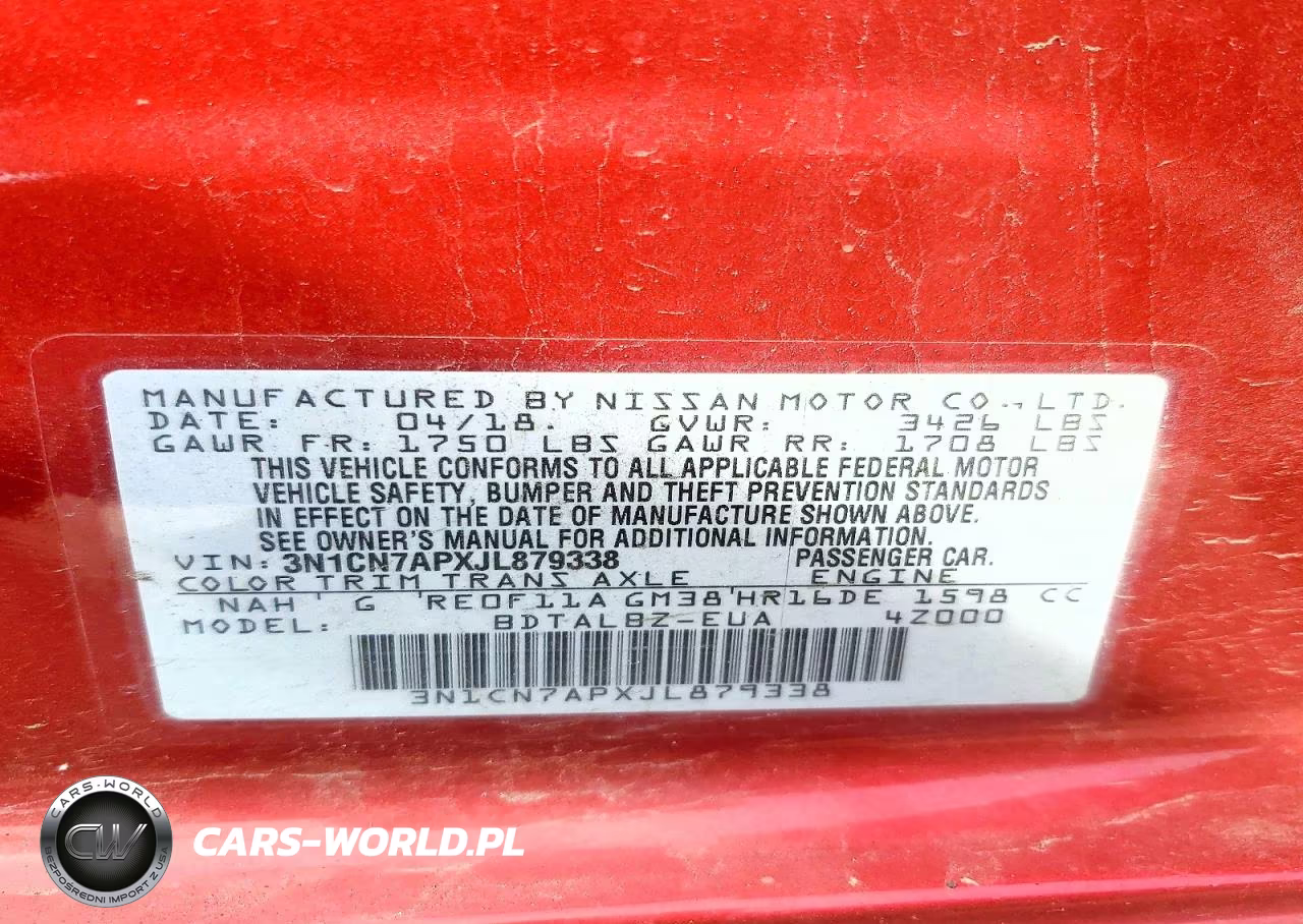 2018 Nissan Versa Sv VIN:3N1CN7APXJL879338 - 12