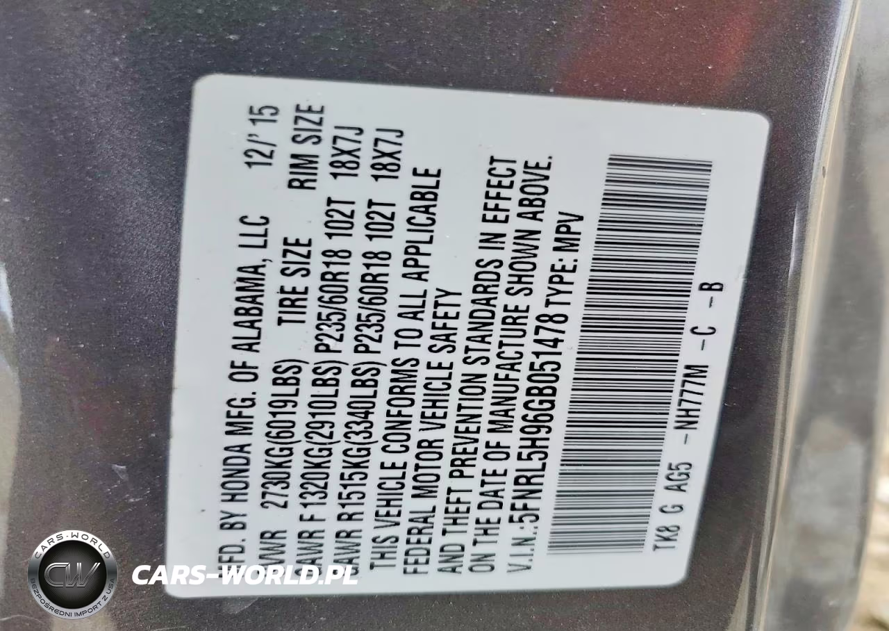 2016 Honda Odyssey Touring VIN:5FNRL5H96GB051478 - 14