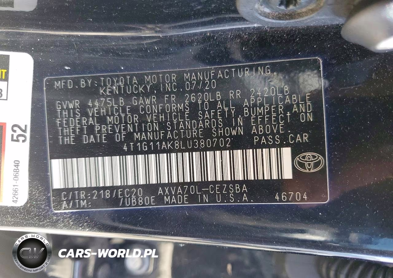 2020 Toyota Camry Se Nightshade VIN:4T1G11AK8LU380702 - 13