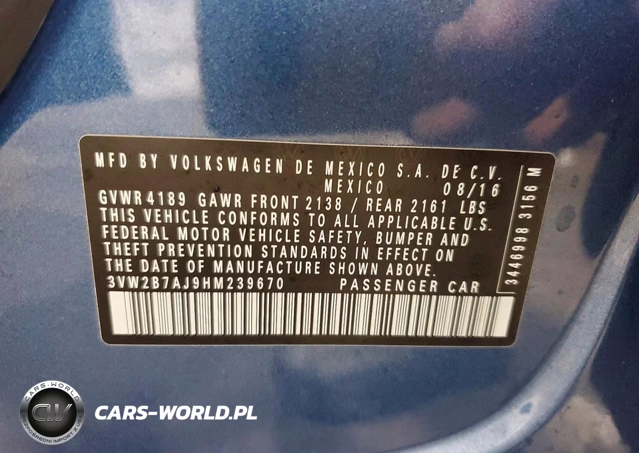 2017 Volkswagen Jetta S VIN:3VW2B7AJ9HM239670 - 12
