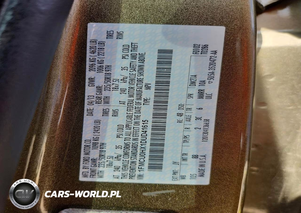 2013 Ford Escape Sel VIN:1FMCU0HX1DUD41615 - 12